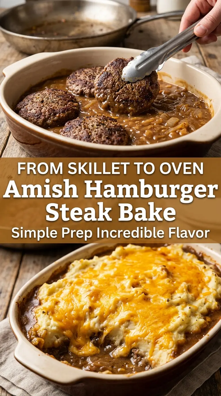 Amish Hamburger Steak Bake savory mashed potatoes
