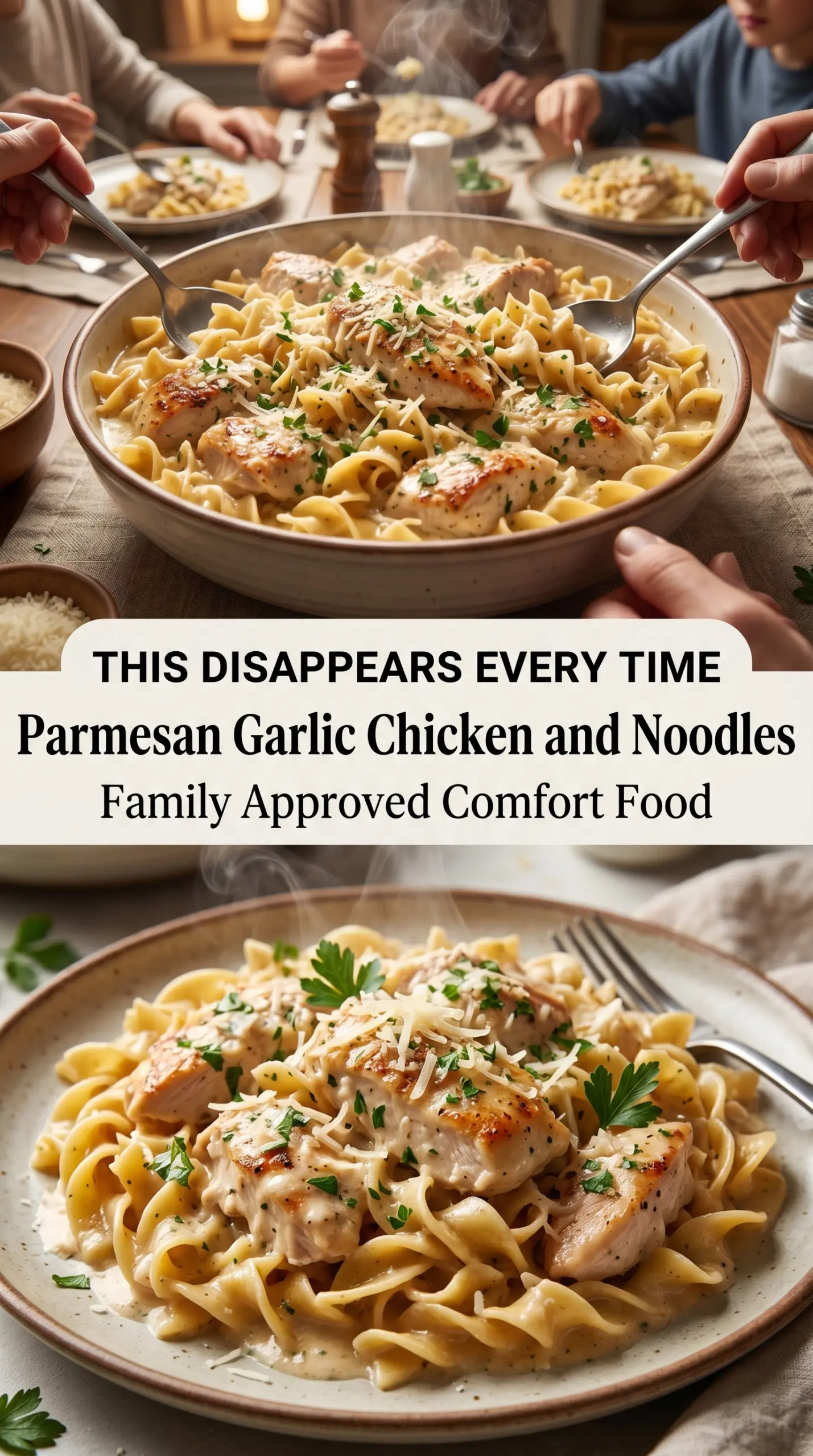 Parmesan Garlic Chicken and Noodles creamy skillet dinner