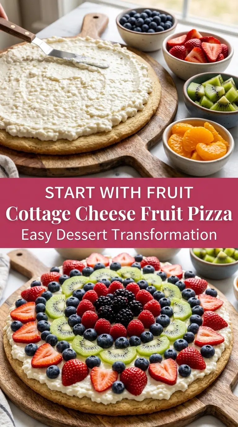 Healthy Cottage Cheese Fruit Pizza fresh creamy colorful