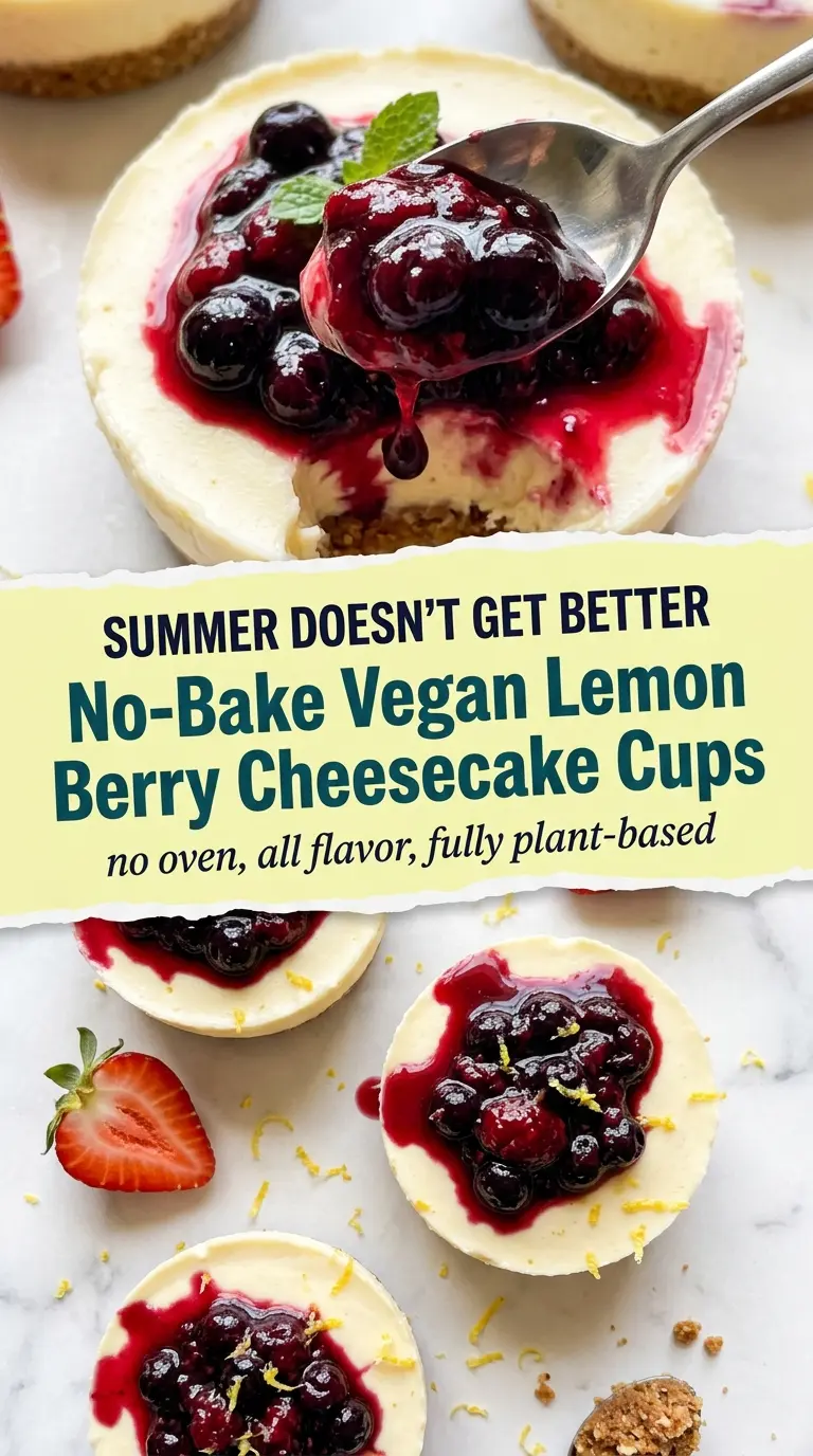 No-Bake Vegan Lemon Berry Cheesecake Cups