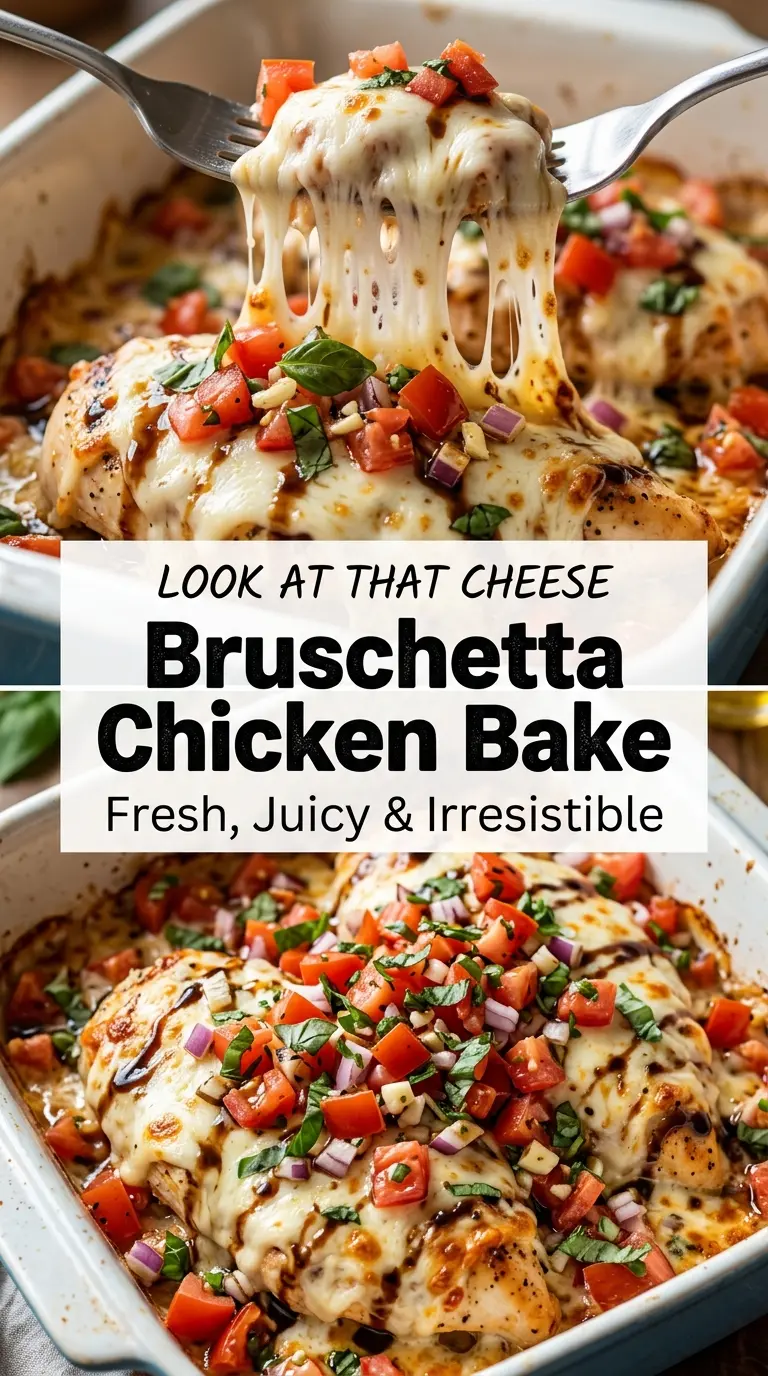Bruschetta Chicken Bake juicy tomato cheesy