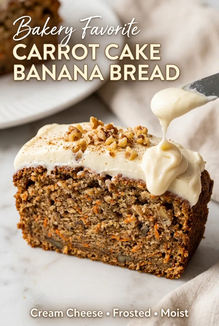 Carrot Cake Banana Bread with Cream Cheese Frosting