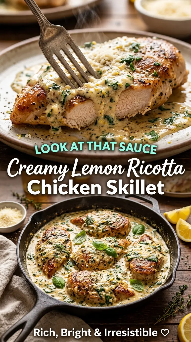 Creamy Lemon Ricotta Chicken Skillet bright creamy skillet chicken