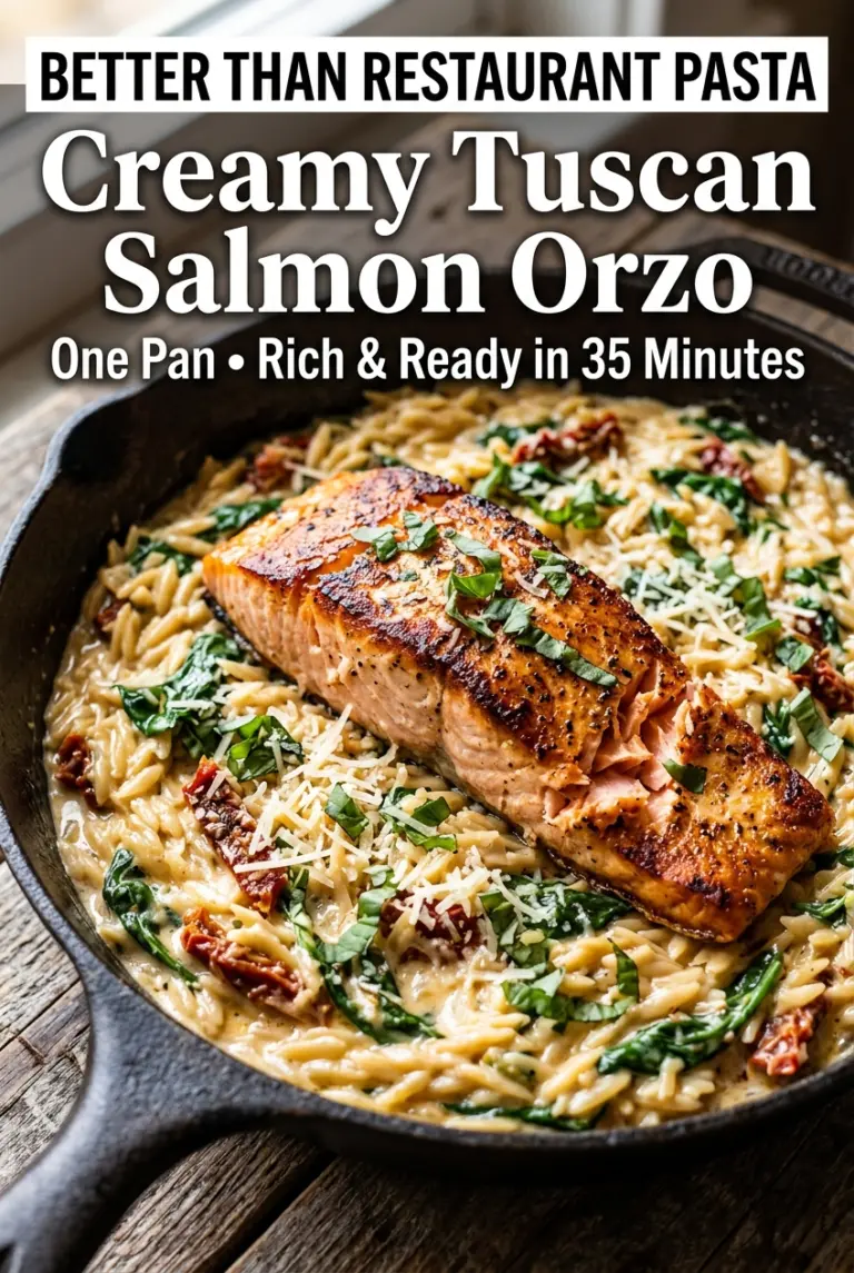 Creamy Tuscan Salmon Orzo
