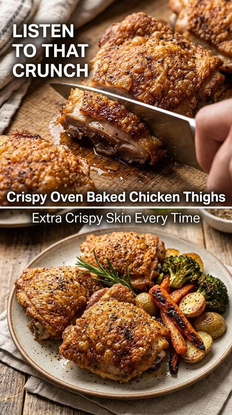 Crispy Oven Baked Chicken Thighs golden juicy