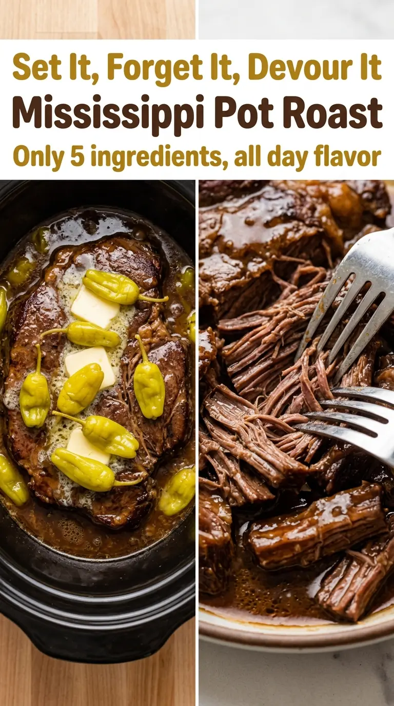 Crockpot Mississippi Pot Roast tender tangy gravy