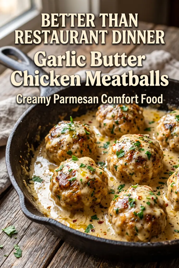 Garlic Butter Chicken Meatballs with Parmesan Cream Sauce