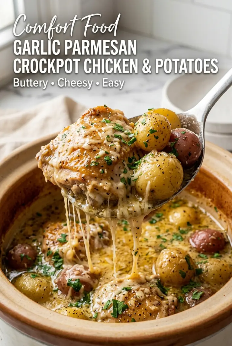Garlic Parmesan Crockpot Chicken and Potatoes