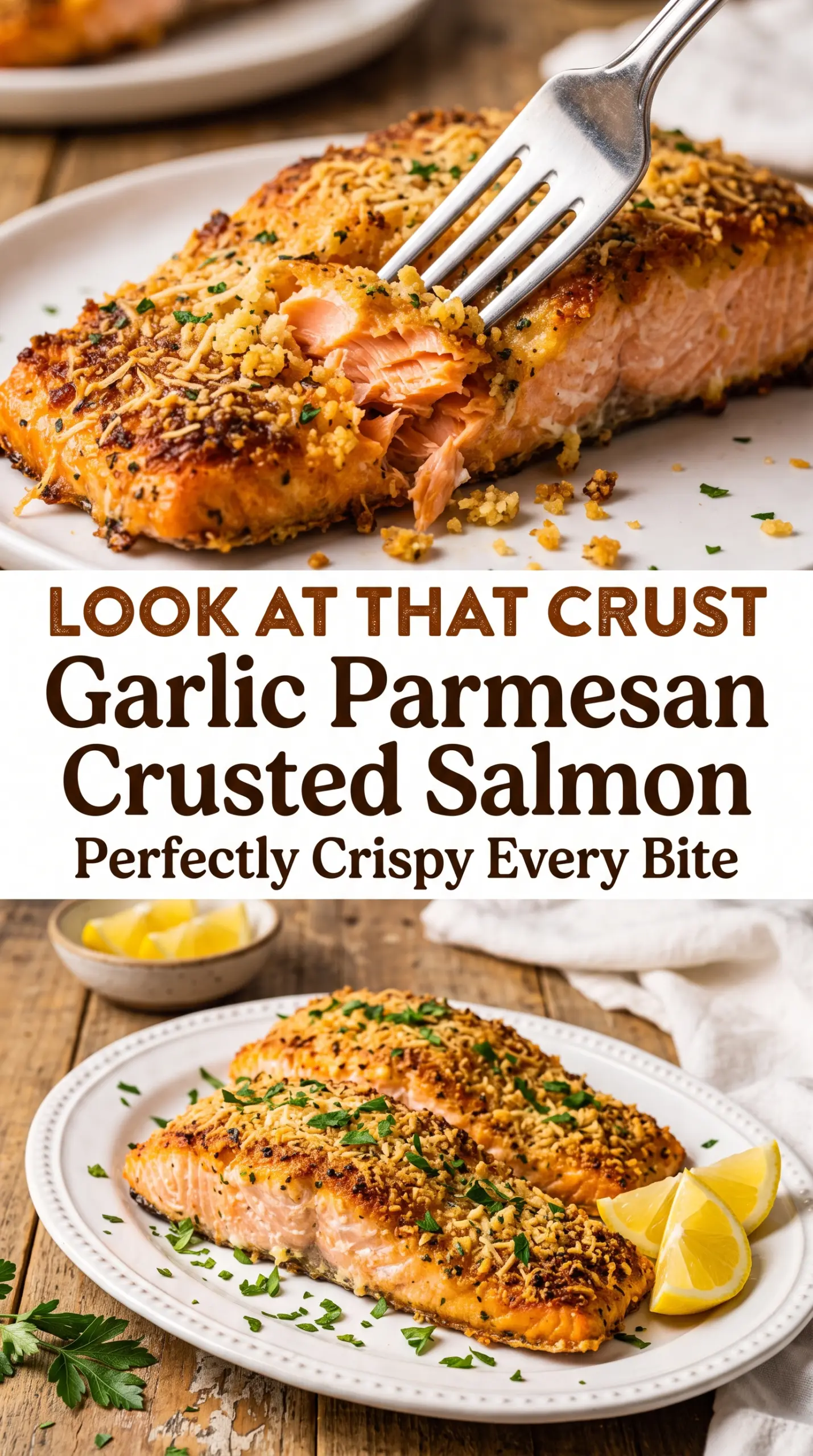 Garlic Parmesan Crusted Salmon crispy golden flaky