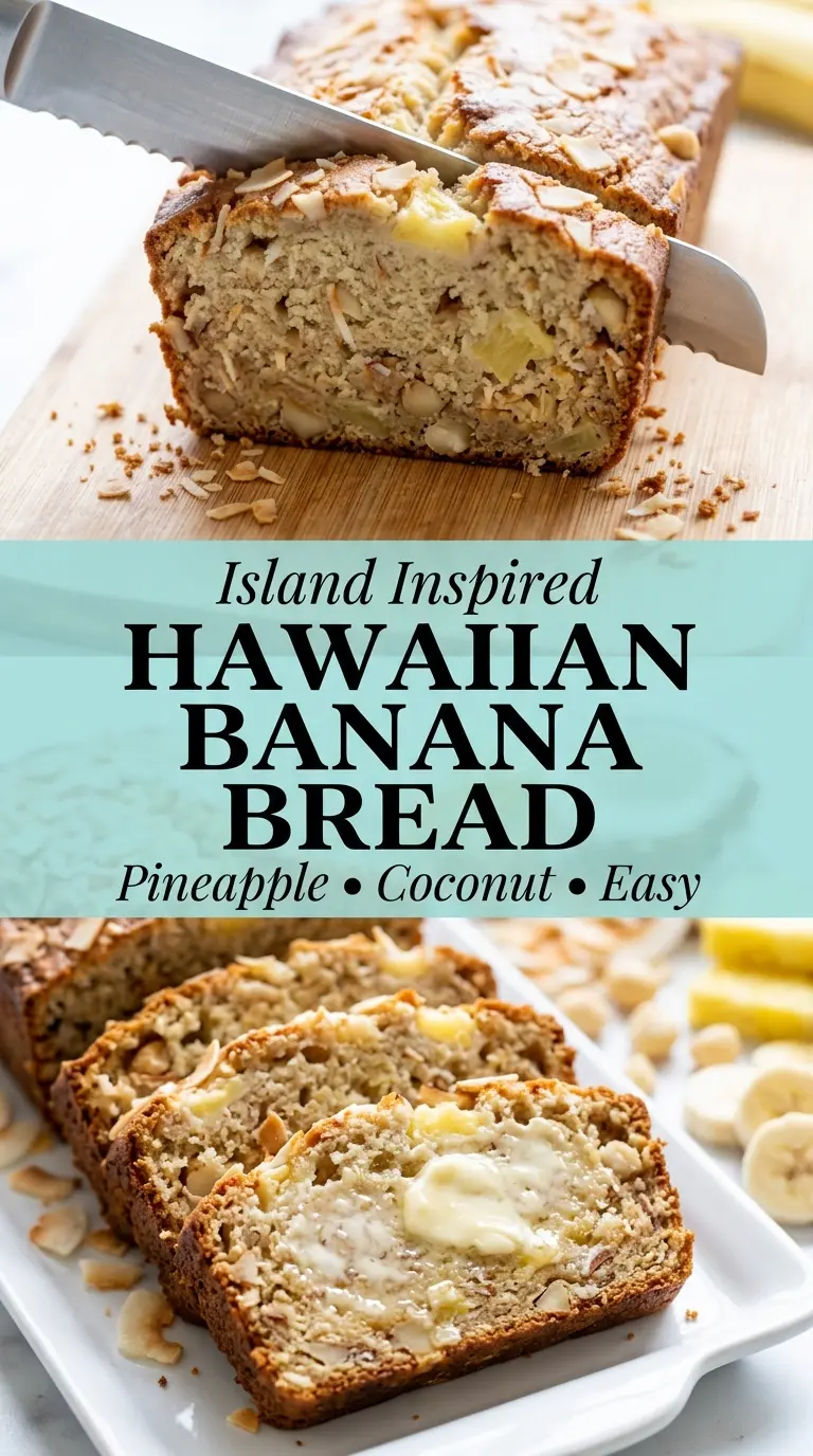 Hawaiian Banana Bread with Macadamia, Pineapple & Coconut