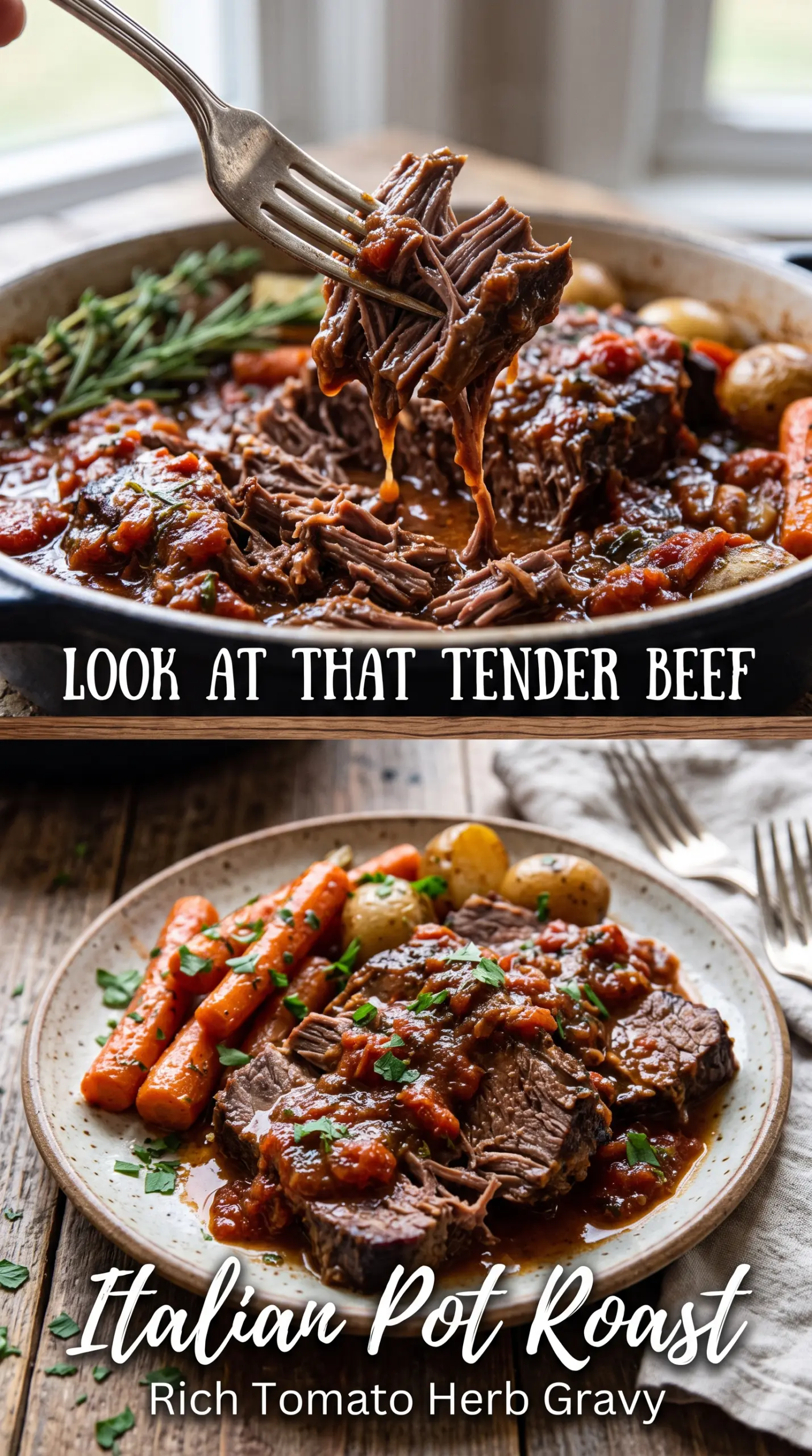 Italian Pot Roast with Tender Vegetables, slow-braised, hearty
