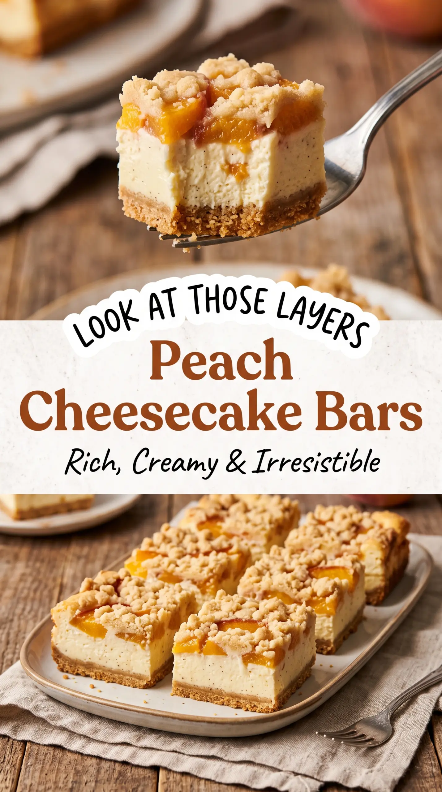 Peach Cheesecake Bars creamy peachy layered
