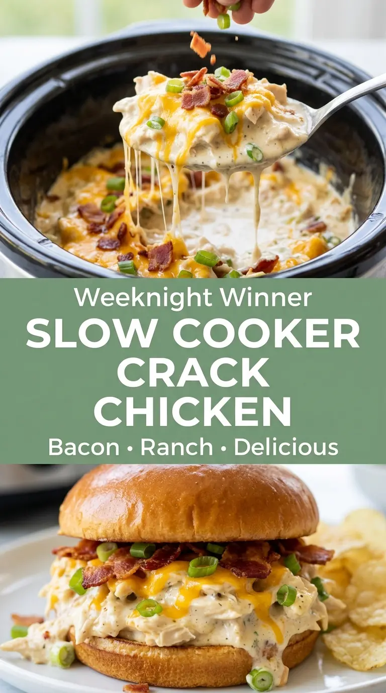 Slow Cooker Crack Chicken creamy bacon ranch