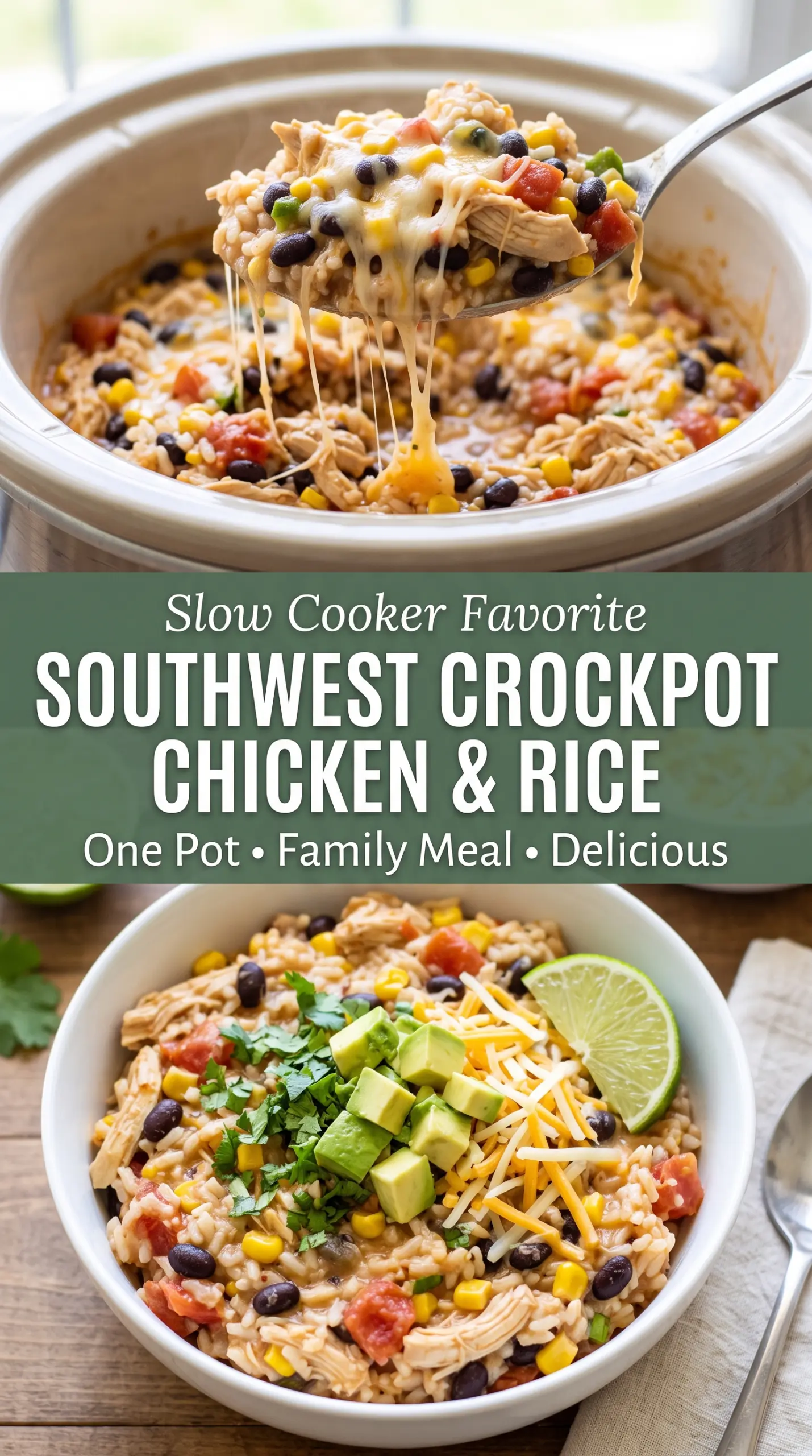 Southwest Crockpot Chicken and Rice creamy Tex-Mex