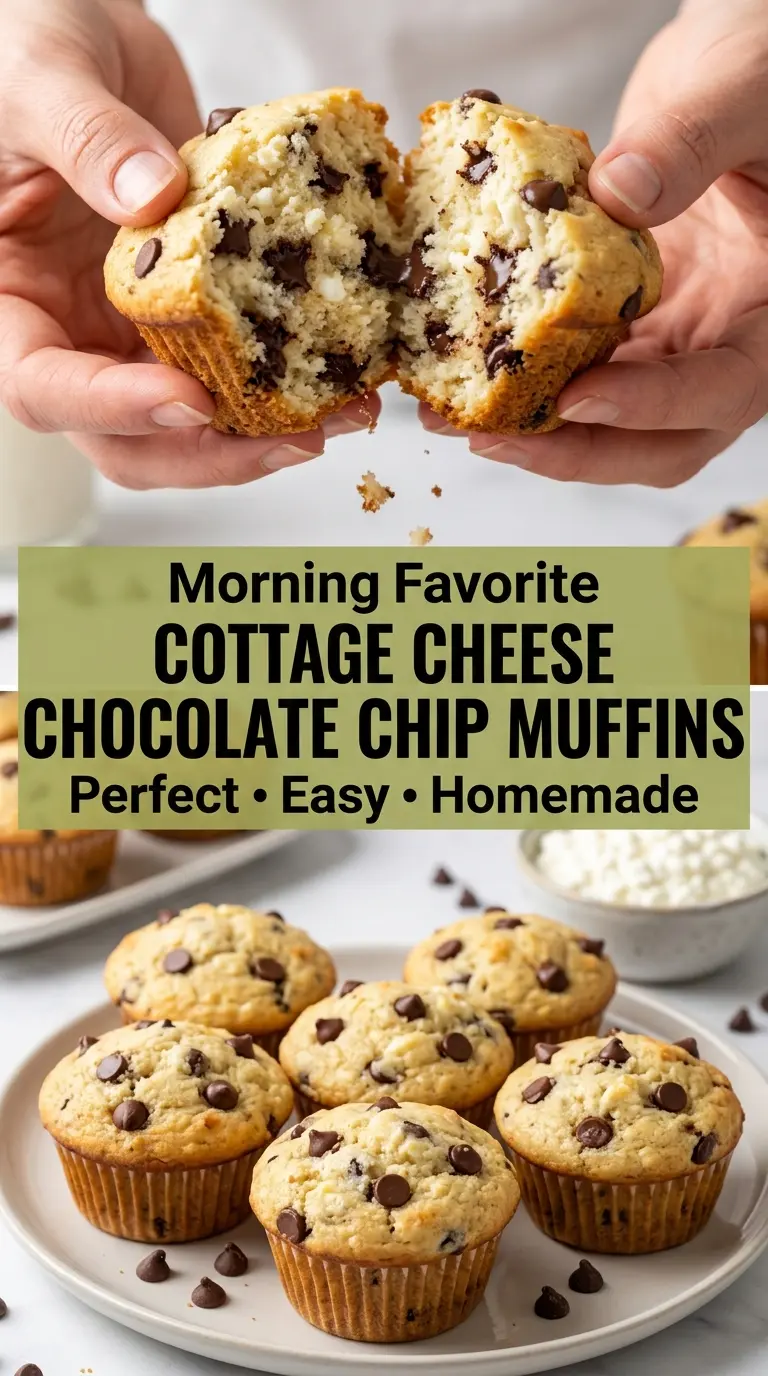 Cottage Cheese Chocolate Chip Muffins soft moist chocolate chip