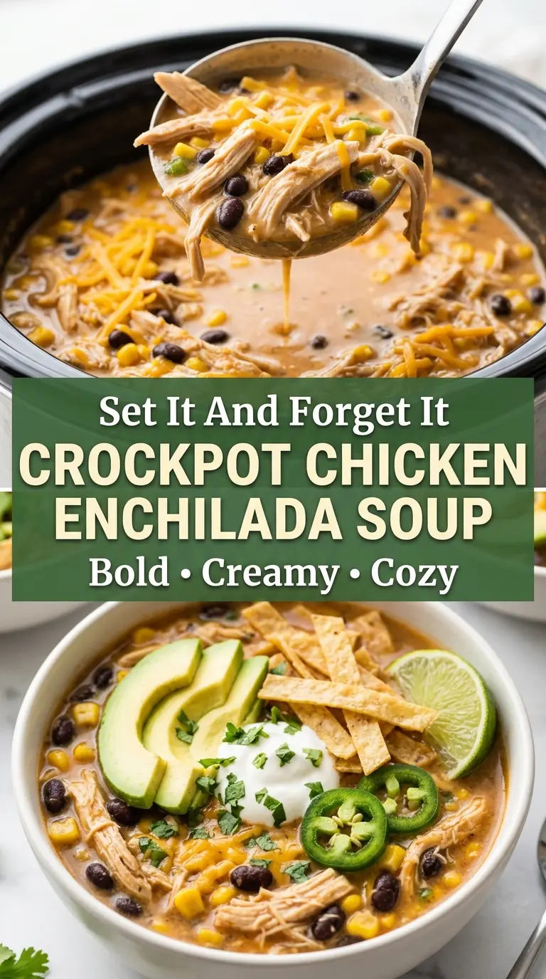 Crockpot Chicken Enchilada Soup creamy Tex-Mex