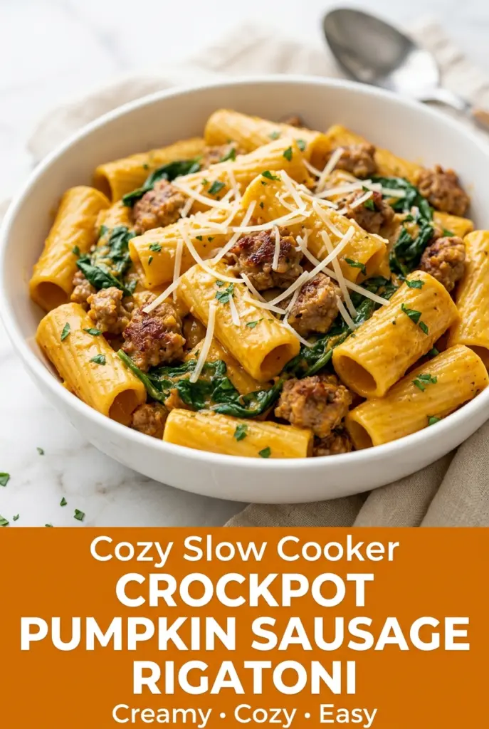 Crockpot Pumpkin Sausage Rigatoni
