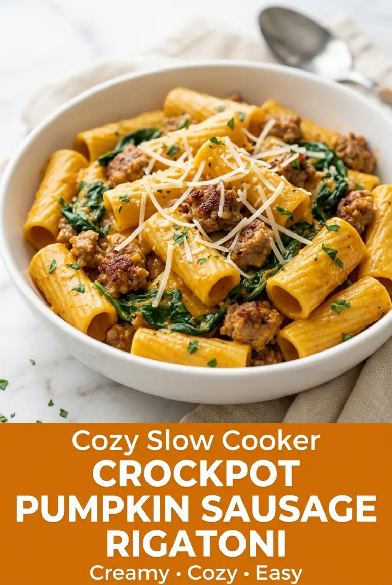 Crockpot Pumpkin Sausage Rigatoni