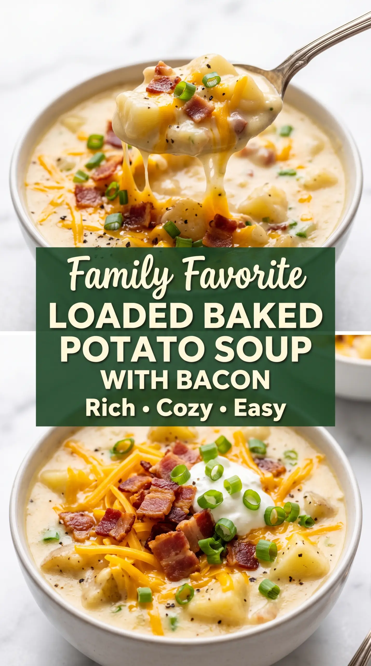 Loaded Baked Potato Soup with Bacon creamy cheesy