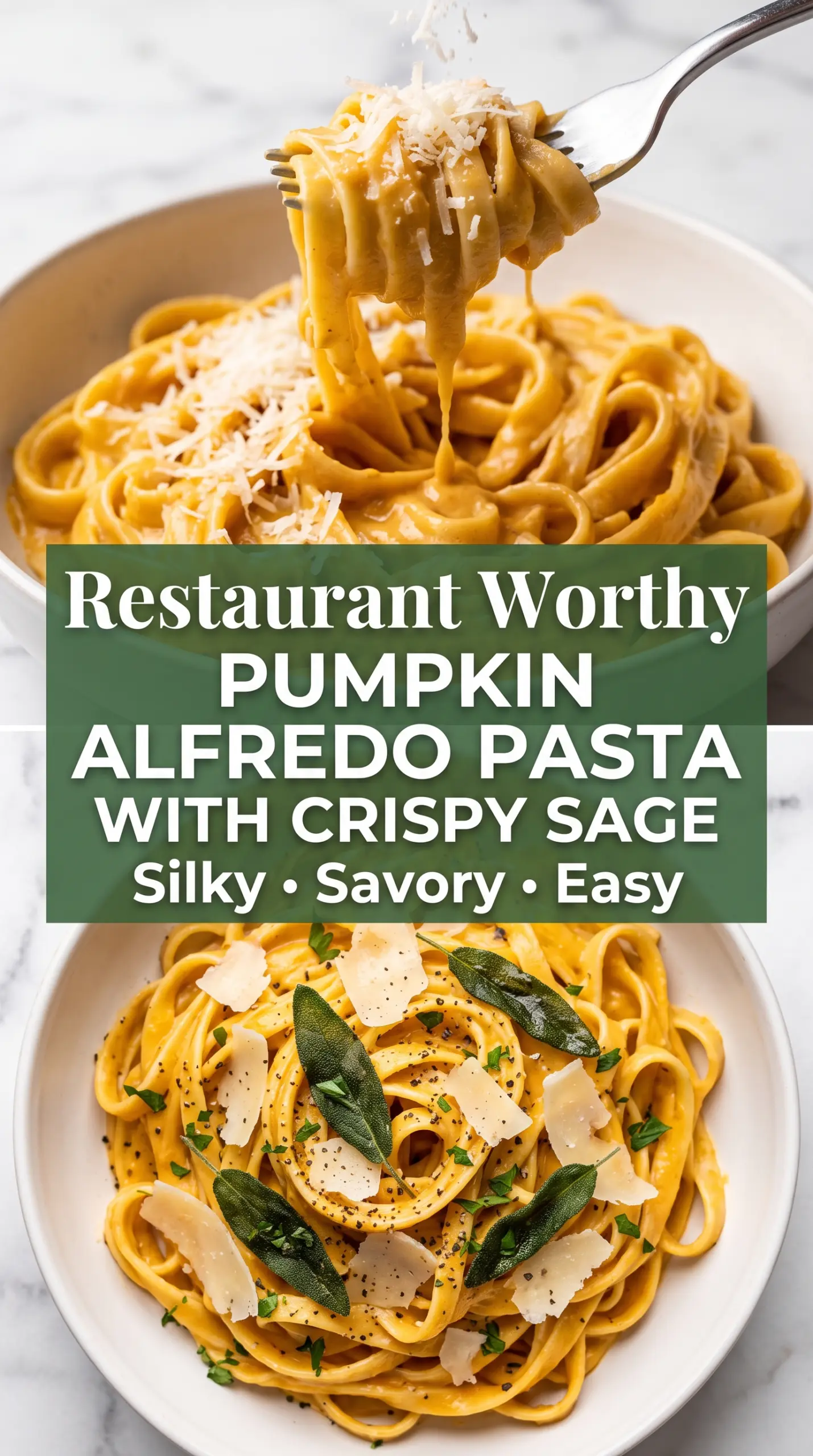 Pumpkin Alfredo Pasta with Crispy Sage creamy sage