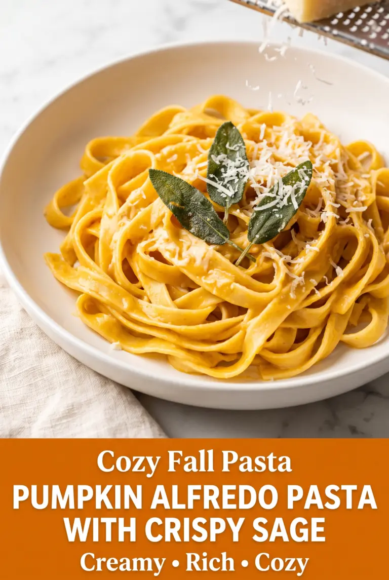 Pumpkin Alfredo Pasta with Crispy Sage