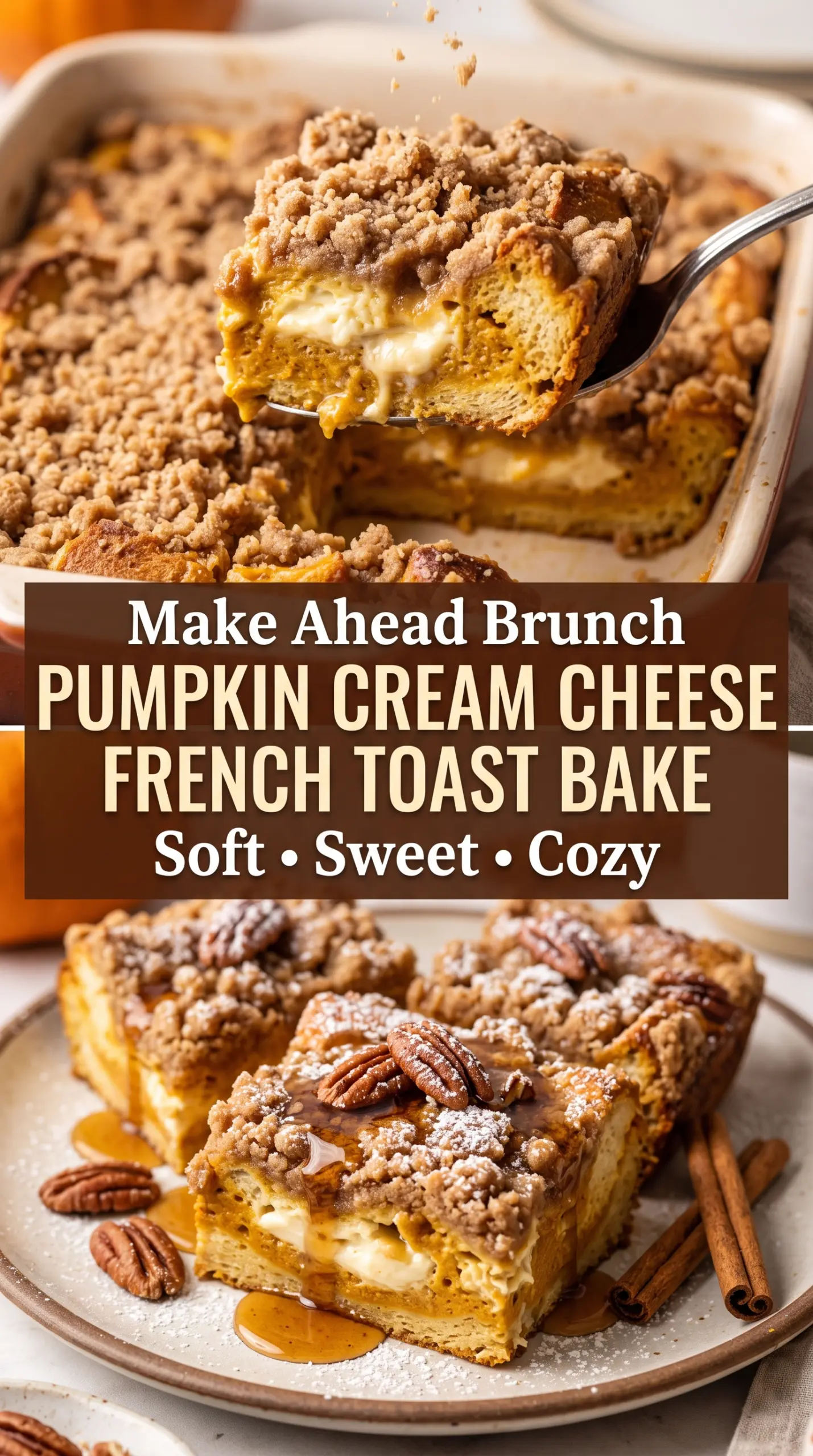 Pumpkin Cream Cheese French Toast Bake cozy pumpkin custard streusel