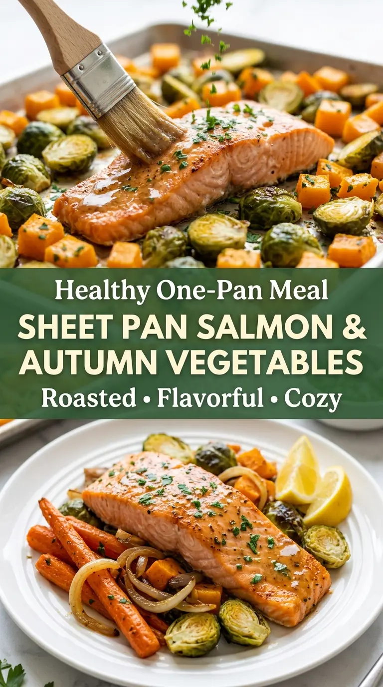 Sheet Pan Salmon and Autumn Vegetables roasted salmon caramelized vegetables
