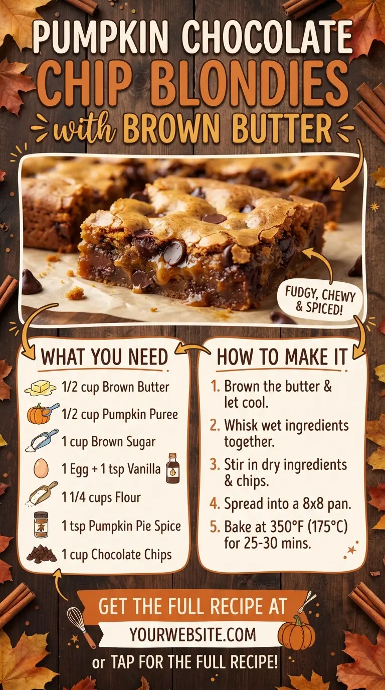 Pumpkin Chocolate Chip Blondies with Brown Butter
