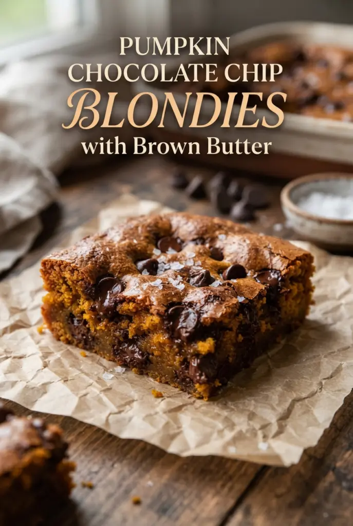 Brown Butter Pumpkin Chocolate Chip Blondies (One Bowl)