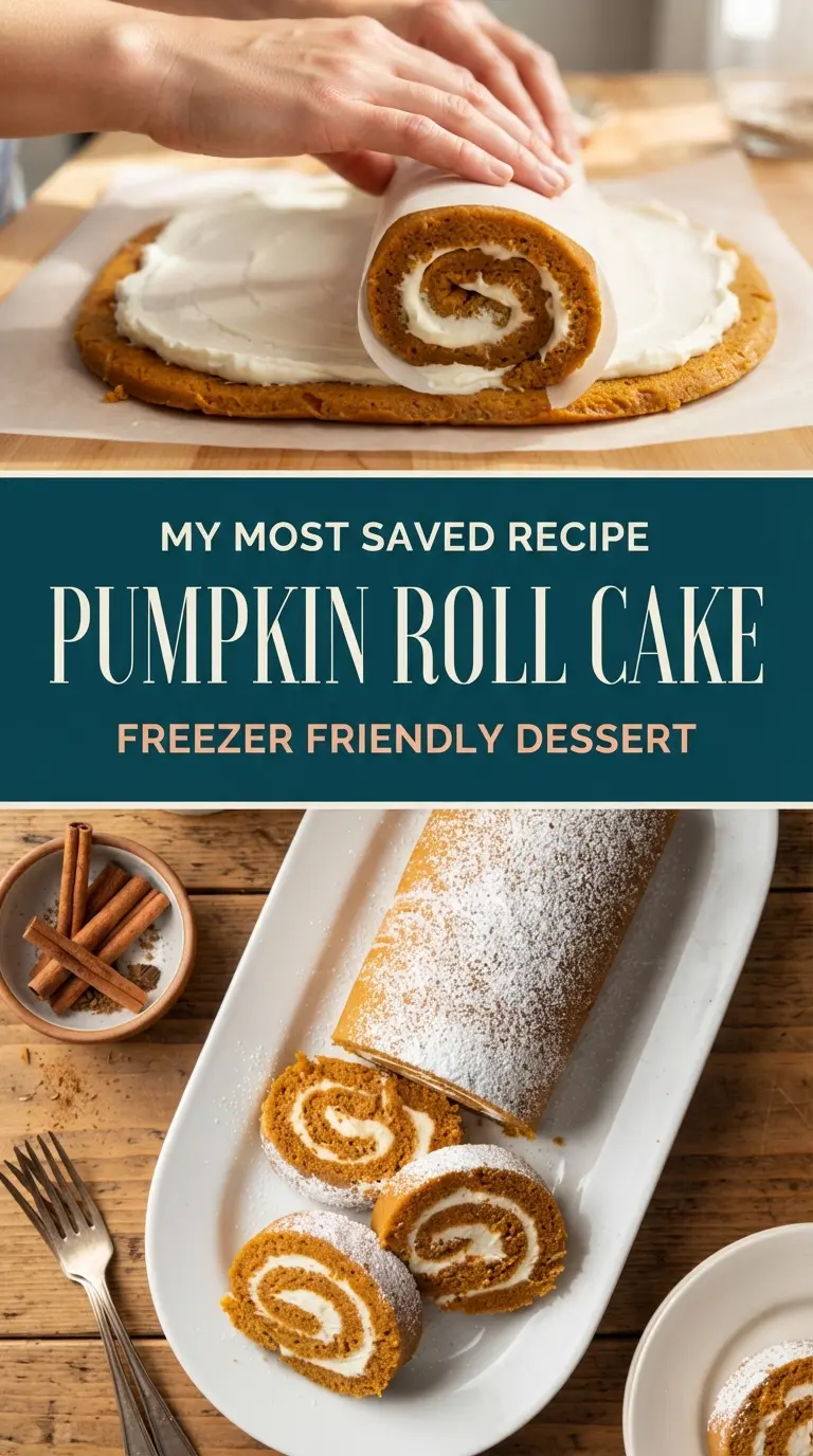Pumpkin Roll Cake with Cream Cheese Filling