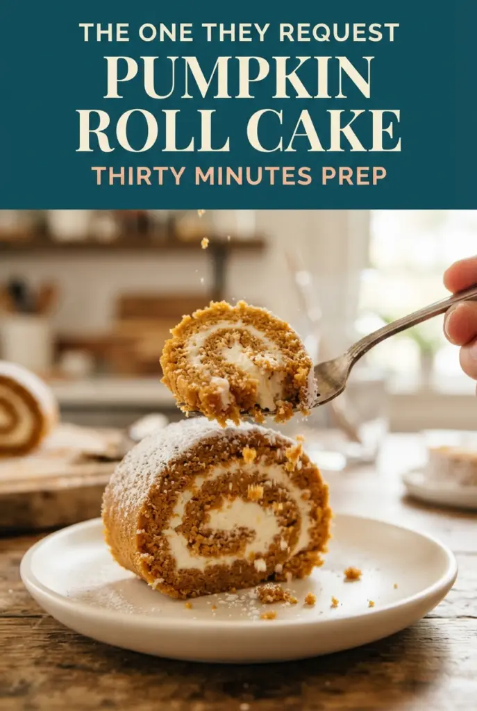 Classic Pumpkin Roll Cake with Cream Cheese Filling