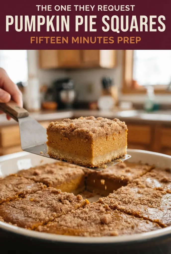 Easy Pumpkin Pie Dessert Squares with Cake Mix Crust