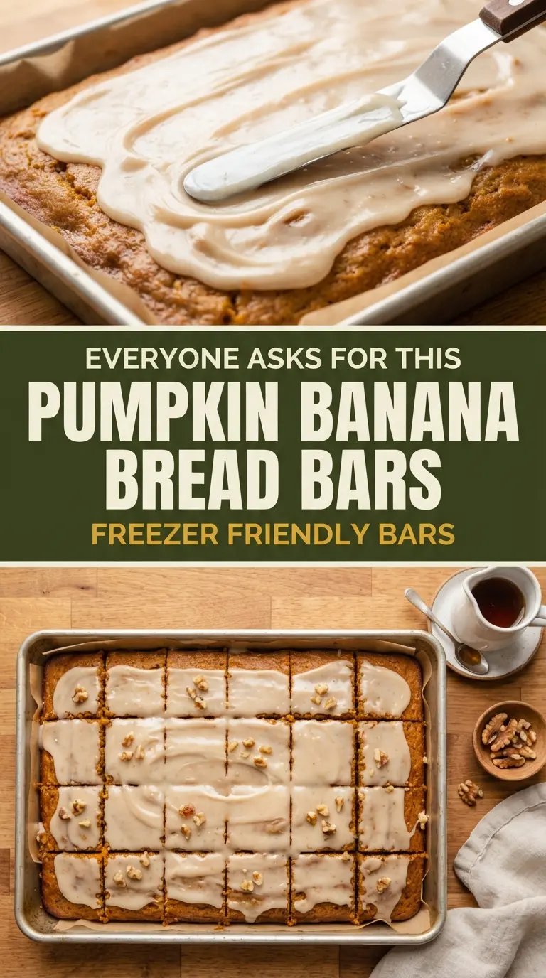One Bowl Pumpkin Banana Bread Bars with Maple Glaze soft moist