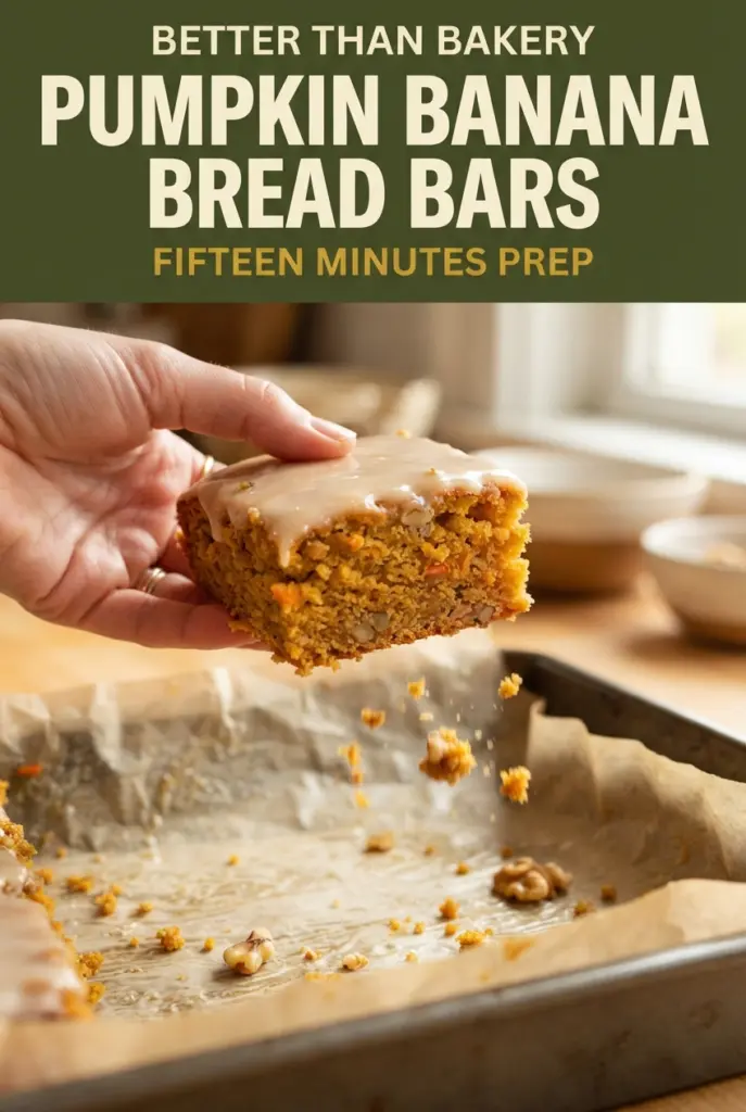 One Bowl Pumpkin Banana Bread Bars with Maple Glaze