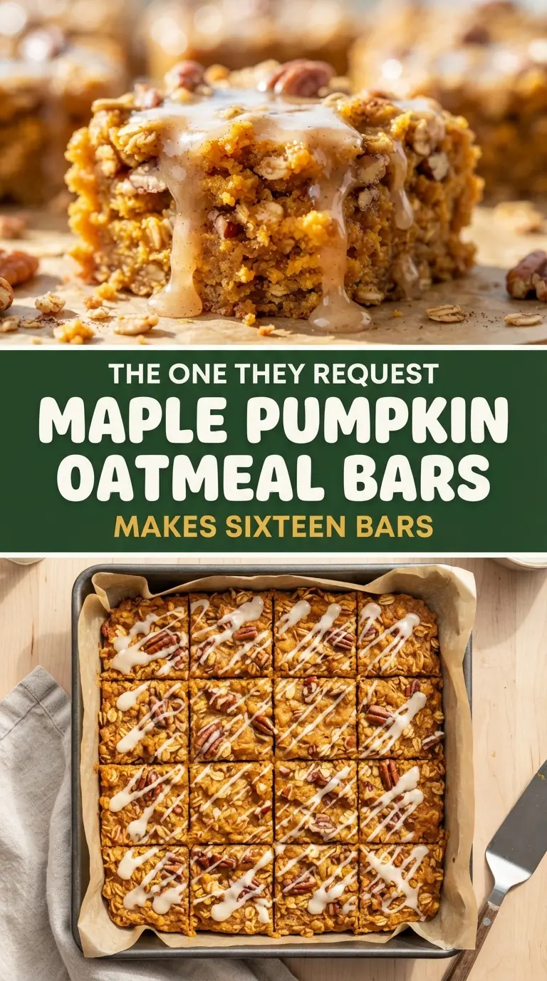 Pumpkin Oatmeal Bars with Maple Drizzle