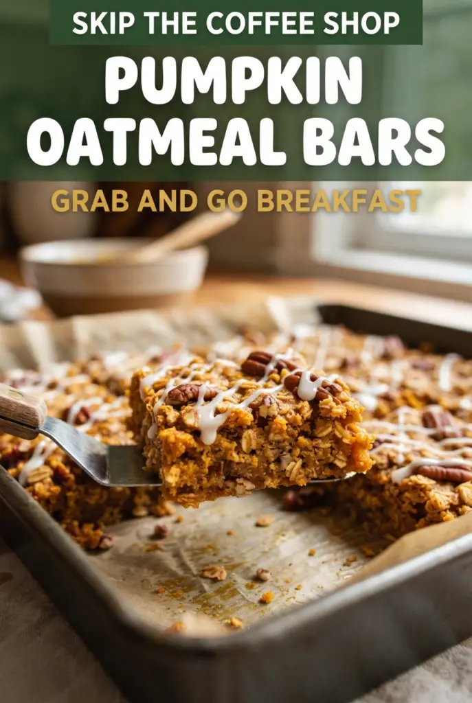 One Bowl Pumpkin Oatmeal Bars with Maple Drizzle
