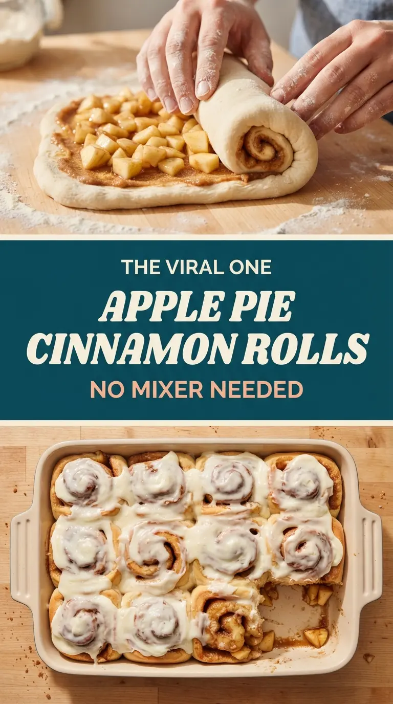 One-Rise Apple Pie Cinnamon Rolls with Cream Cheese Icing soft fluffy spiced