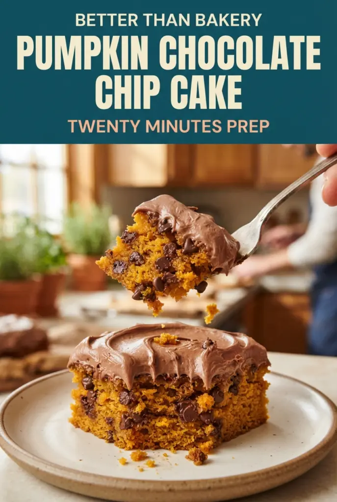 Pumpkin Chocolate Chip Sheet Cake with Chocolate Cream Cheese Frosting