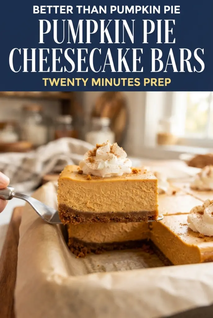 Pumpkin Pie Cheesecake Bars with Gingersnap Crust