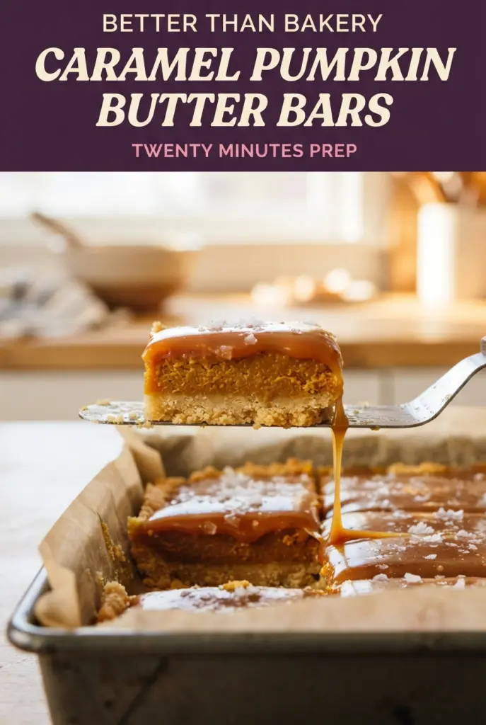 Salted Caramel Pumpkin Butter Bars with Brown Sugar Crust