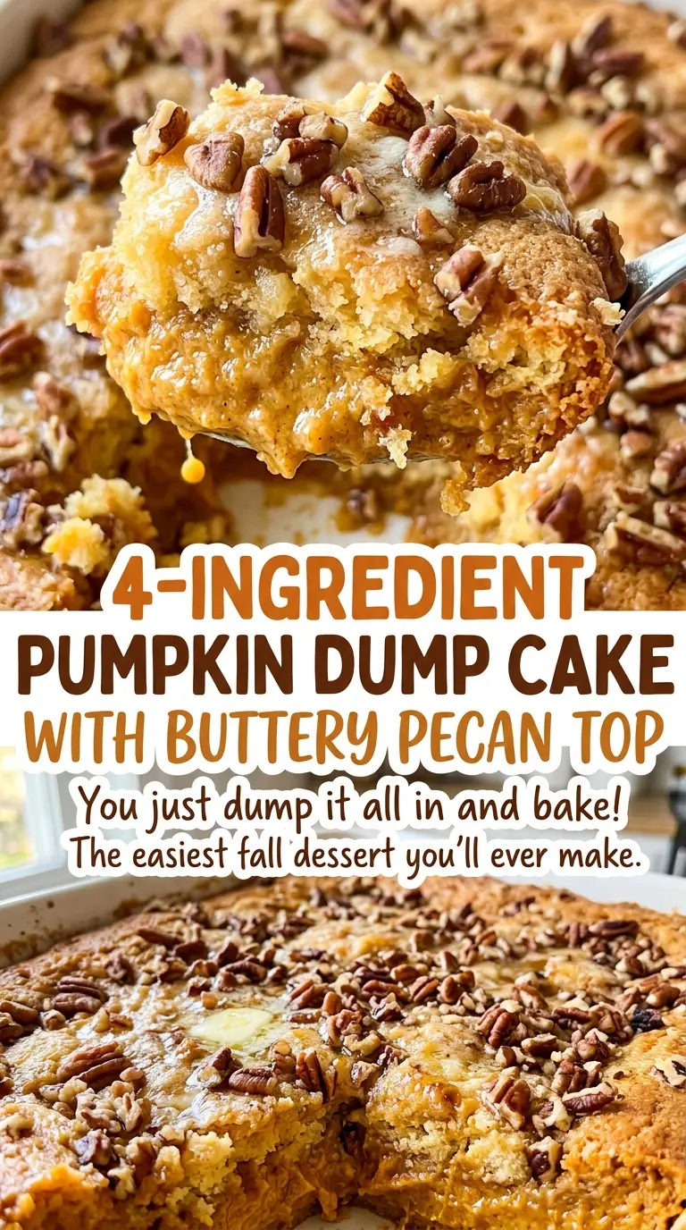 4-Ingredient Pumpkin Dump Cake with Buttery Pecan Top soft pumpkin center