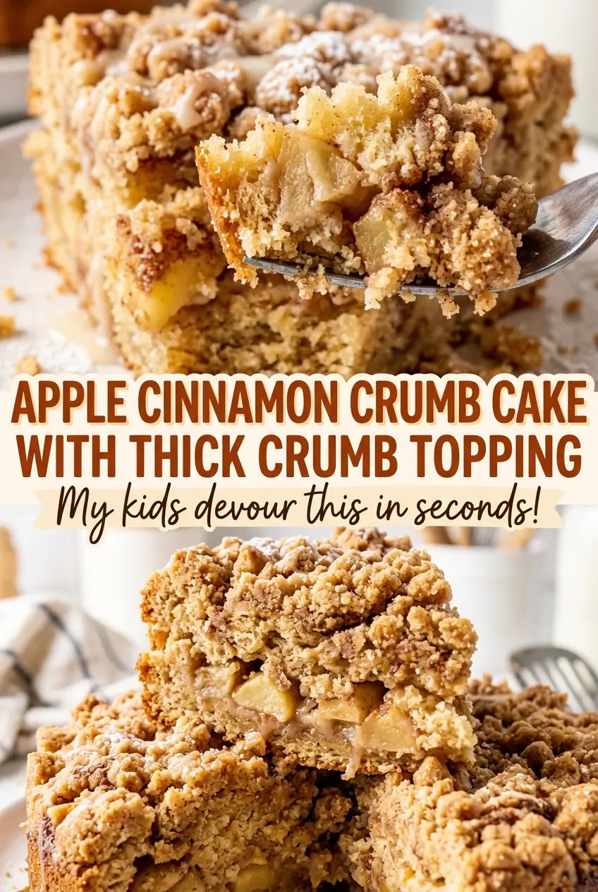Apple Cinnamon Crumb Cake with Thick Crumb Topping golden crumb layers