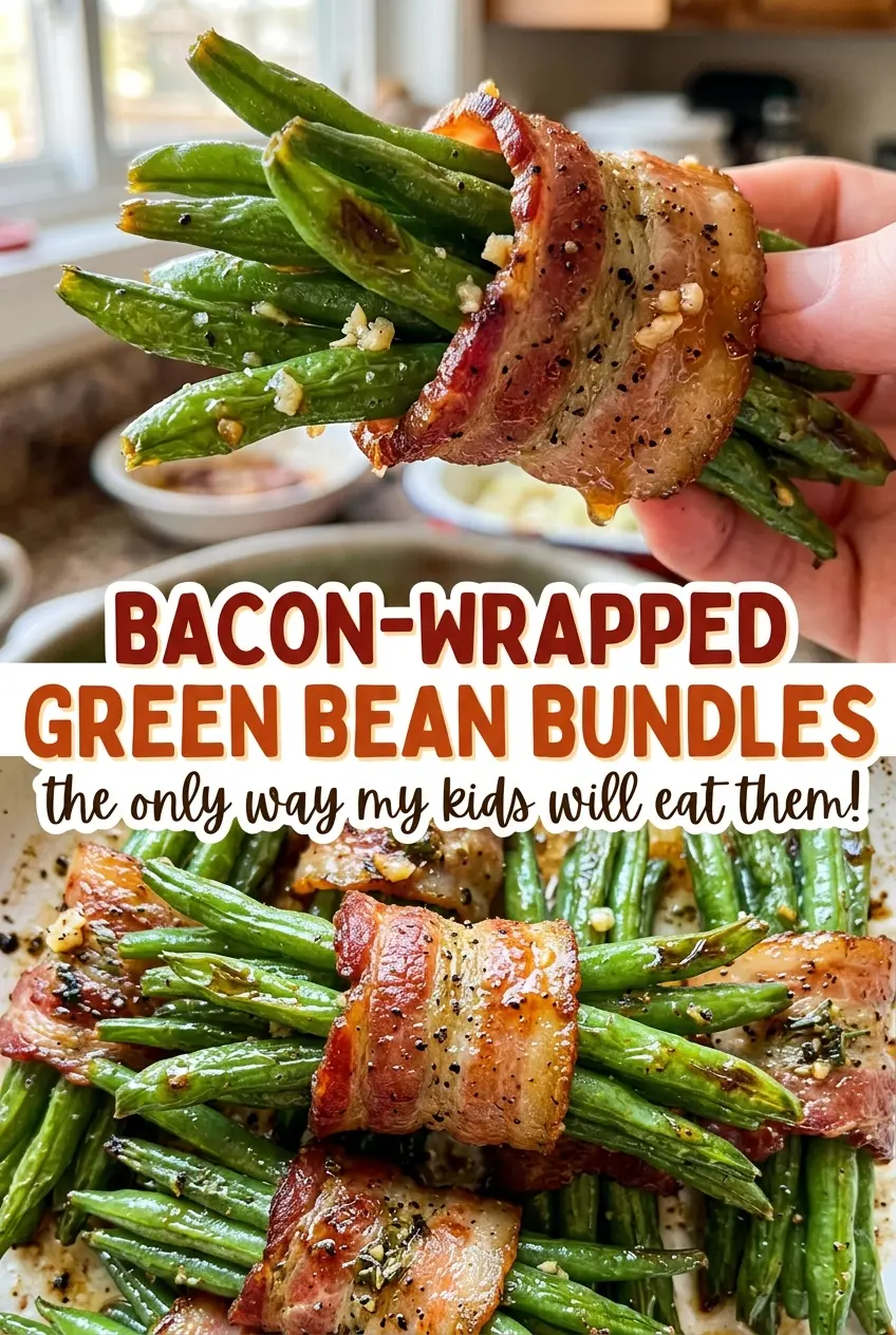 Bacon-Wrapped Green Bean Bundles golden glazed