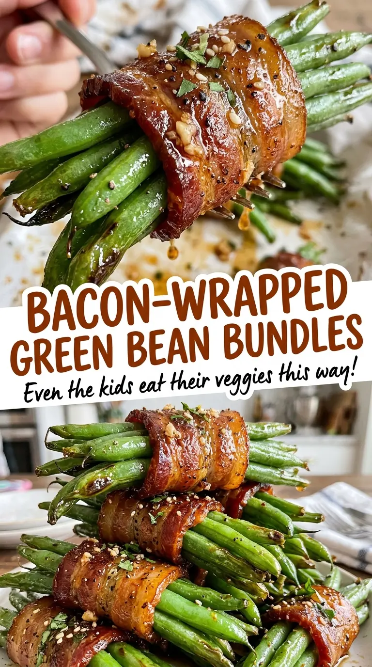 Bacon-Wrapped Green Bean Bundles crisp bacon closeup