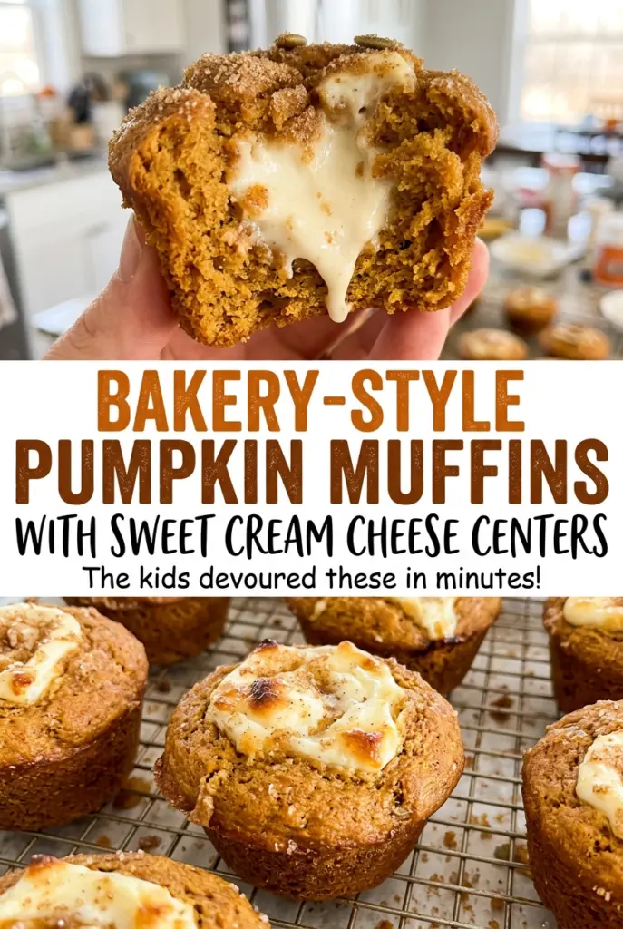 Bakery-Style Pumpkin Muffins with Sweet Cream Cheese Centers