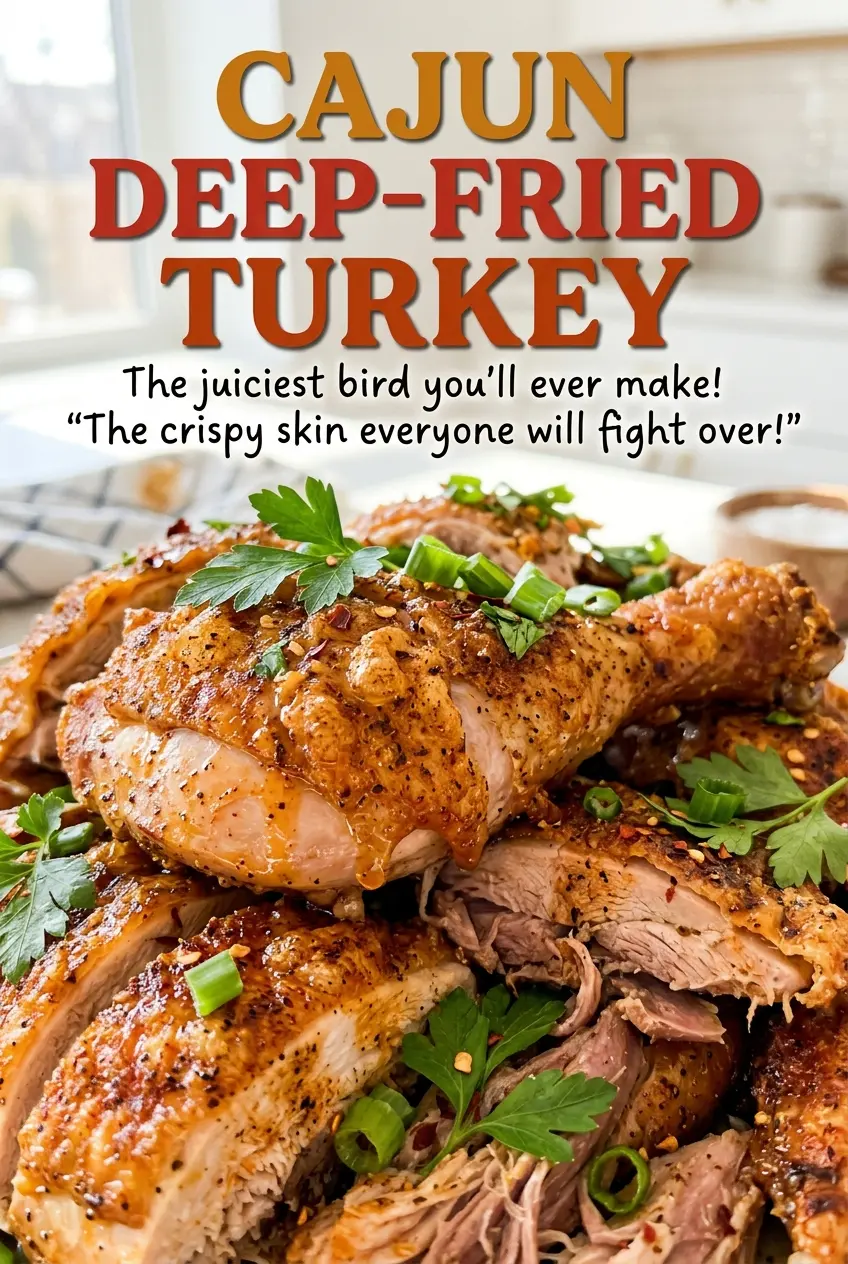 Cajun Deep Fried Turkey golden crisp skin