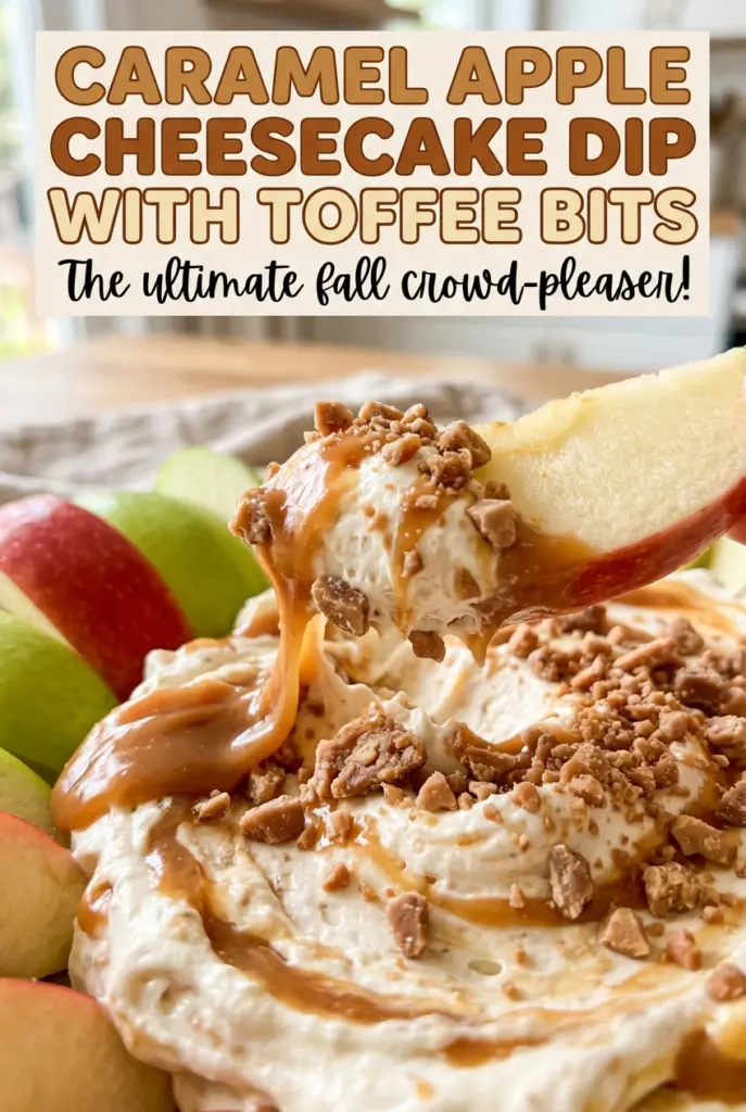 Caramel Apple Cheesecake Dip with Toffee Bits