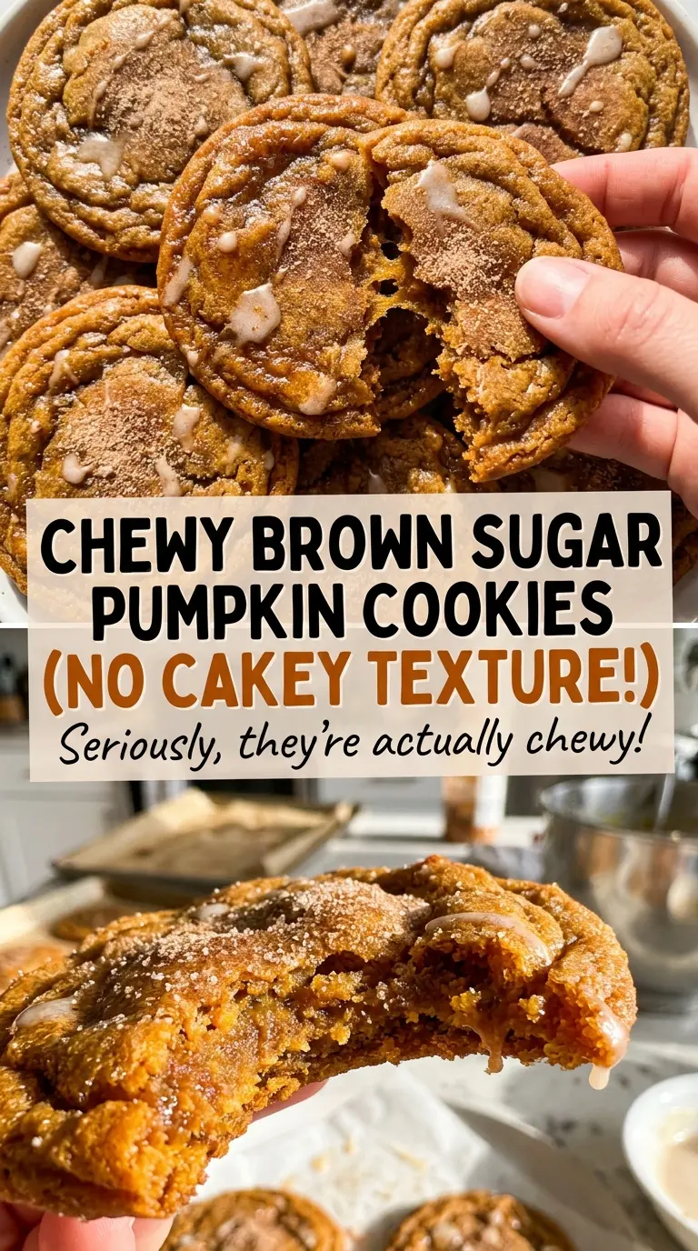 Chewy Brown Sugar Pumpkin Cookies with soft centers and cinnamon spice