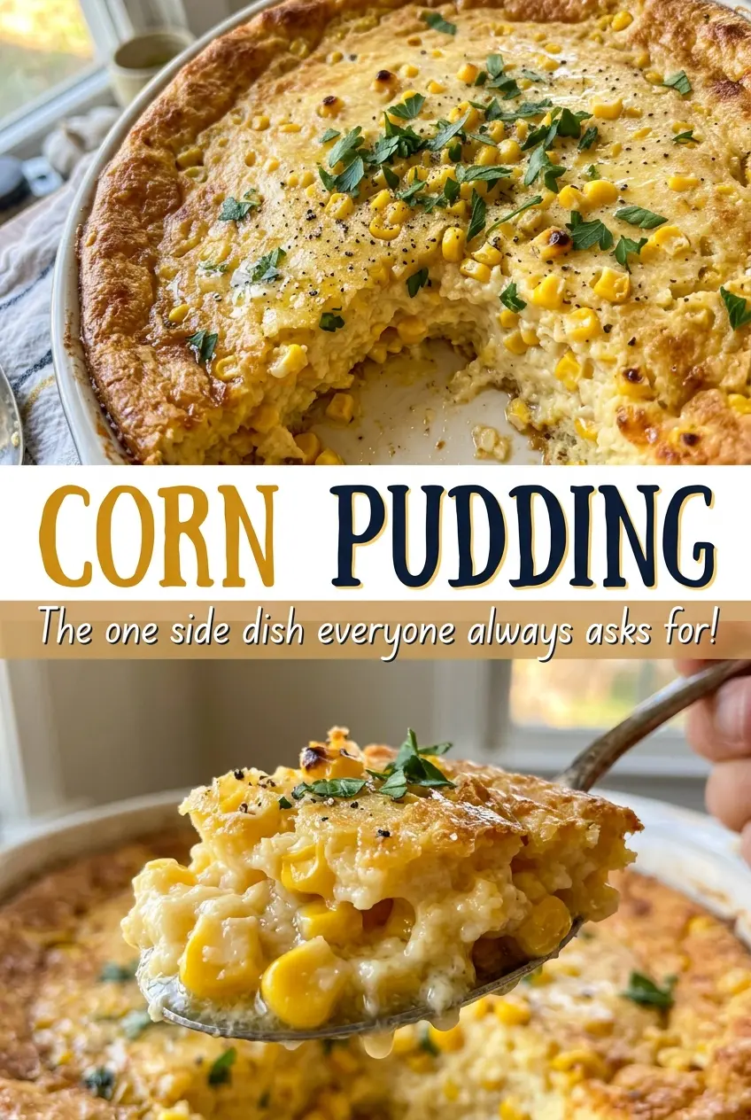 Corn pudding with a golden, tender center