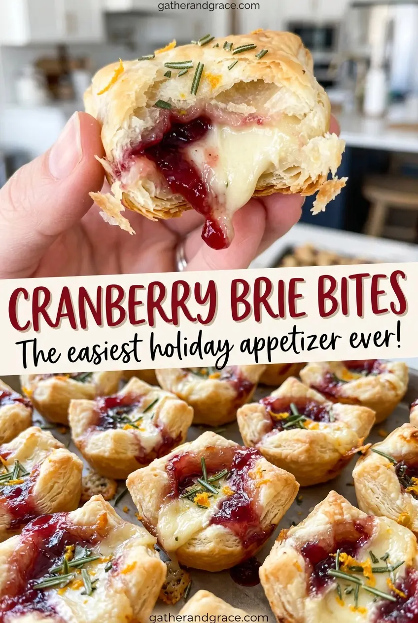 Cranberry Brie Bites with golden, flaky pastry